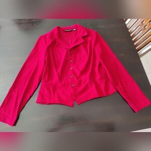 Briggs New York Petite - Suede Feel - Size 10P - Red Jacket - Shoulder Pads